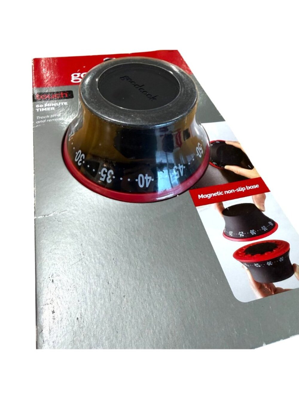 Goodcook Touch Magnetic 60 Minute Kitchen Timer NEW Non-Slip Base Black Red - Picture 3 of 5